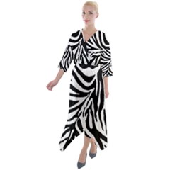 Zebra 1 Quarter Sleeve Wrap Front Maxi Dress by dressshop