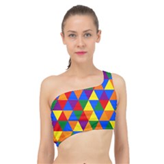 Gay Pride Alternating Rainbow Triangle Pattern Spliced Up Bikini Top  by VernenInk