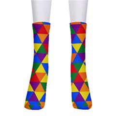 Gay Pride Alternating Rainbow Triangle Pattern Men s Crew Socks