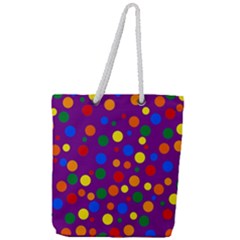 Gay Pride Rainbow Multicolor Dots Full Print Rope Handle Tote (large) by VernenInk