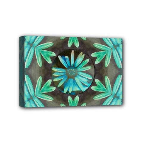 Blue Florals As A Ornate Contemplative Collage Mini Canvas 6  X 4  (stretched) by pepitasart
