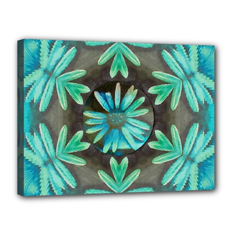 Blue Florals As A Ornate Contemplative Collage Canvas 16  X 12  (stretched) by pepitasart