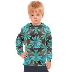 Blue Florals As A Ornate Contemplative Collage Kids  Hooded Pullover