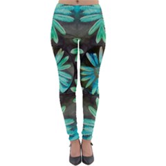 Blue Florals As A Ornate Contemplative Collage Lightweight Velour Leggings