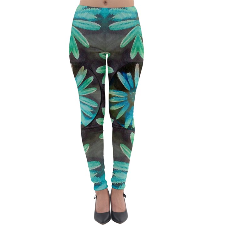 Blue Florals As A Ornate Contemplative Collage Lightweight Velour Leggings