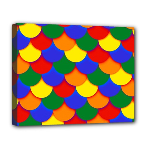 Gay Pride Scalloped Scale Pattern Deluxe Canvas 20  X 16  (stretched) by VernenInk