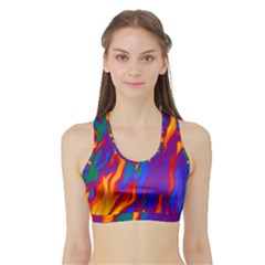 Gay Pride Abstract Smokey Shapes Sports Bra With Border by VernenInk