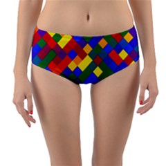 Gay Pride Diagonal Pixels Design Reversible Mid-waist Bikini Bottoms by VernenInk