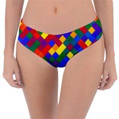Gay Pride Diagonal Pixels Design Reversible Classic Bikini Bottoms by VernenInk