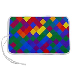 Gay Pride Diagonal Pixels Design Pen Storage Case (m)