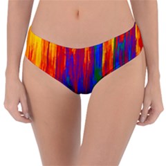 Gay Pride Rainbow Vertical Paint Strokes Reversible Classic Bikini Bottoms by VernenInk