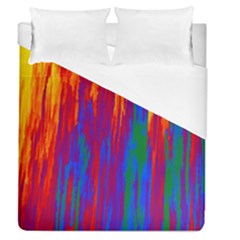 Gay Pride Rainbow Vertical Paint Strokes Duvet Cover (queen Size) by VernenInk