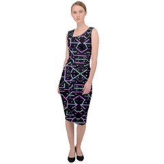 Lines And Dots Motif Geometric Seamless Pattern Sleeveless Pencil Dress by dflcprintsclothing