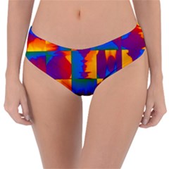 Gay Pride Rainbow Painted Abstract Squares Pattern Reversible Classic Bikini Bottoms by VernenInk