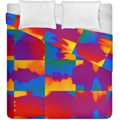 Gay Pride Rainbow Painted Abstract Squares Pattern Duvet Cover Double Side (king Size)