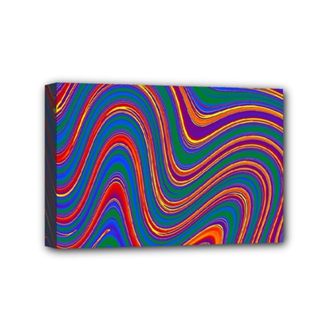 Gay Pride Rainbow Wavy Thin Layered Stripes Mini Canvas 6  X 4  (stretched) by VernenInk