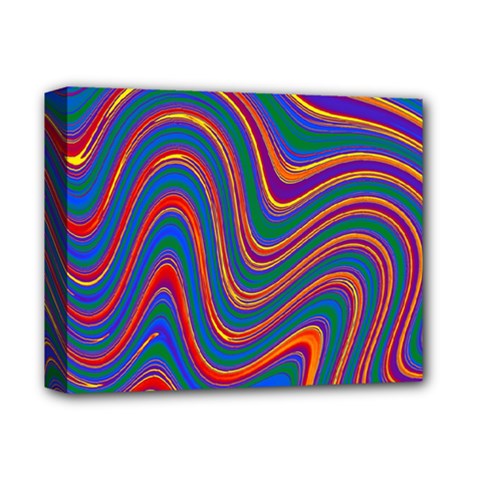 Gay Pride Rainbow Wavy Thin Layered Stripes Deluxe Canvas 14  X 11  (stretched) by VernenInk