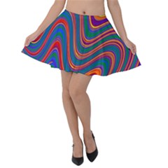 Gay Pride Rainbow Wavy Thin Layered Stripes Velvet Skater Skirt