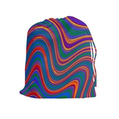 Gay Pride Rainbow Wavy Thin Layered Stripes Drawstring Pouch (xl) by VernenInk