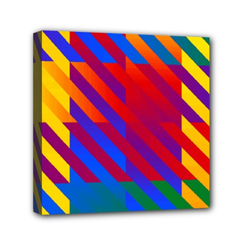 Gay Pride Rainbow Diagonal Striped Checkered Squares Mini Canvas 6  X 6  (stretched) by VernenInk