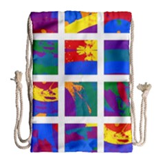 Gay Pride Rainbow Abstract Painted Squares Grid Drawstring Bag (large) by VernenInk