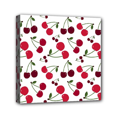 Cute cherry pattern Mini Canvas 6  x 6  (Stretched)