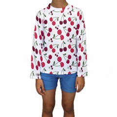 Cute cherry pattern Kids  Long Sleeve Swimwear