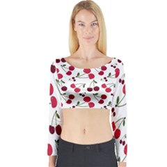 Cute cherry pattern Long Sleeve Crop Top