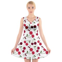 Cute cherry pattern V-Neck Sleeveless Dress