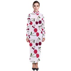 Cute cherry pattern Turtleneck Maxi Dress