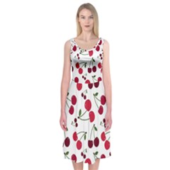 Cute cherry pattern Midi Sleeveless Dress