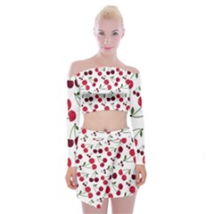 Cute cherry pattern Off Shoulder Top with Mini Skirt Set