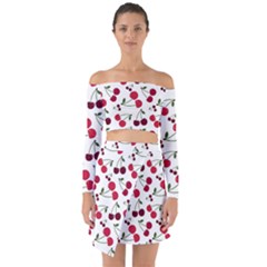 Cute cherry pattern Off Shoulder Top with Skirt Set