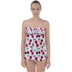 Cute cherry pattern Babydoll Tankini Set