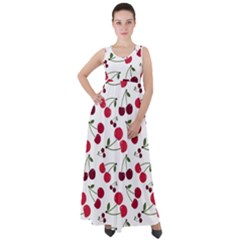 Cute cherry pattern Empire Waist Velour Maxi Dress