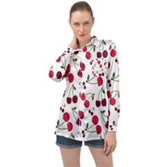 Cute cherry pattern Long Sleeve Satin Shirt