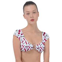 Cute cherry pattern Cap Sleeve Ring Bikini Top