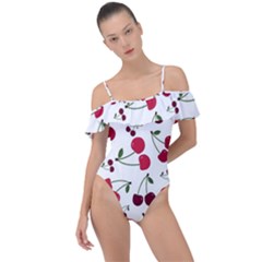 Cute cherry pattern Frill Detail One Piece Swimsuit