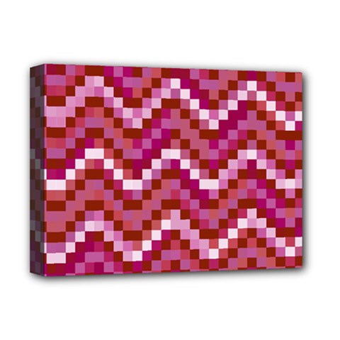 Lesbian Pride Pixellated Zigzag Stripes Deluxe Canvas 16  X 12  (stretched)  by VernenInk