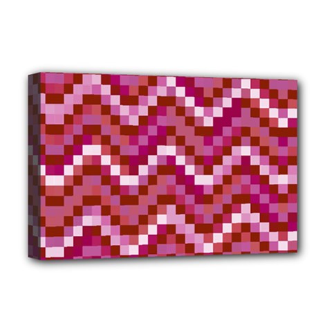 Lesbian Pride Pixellated Zigzag Stripes Deluxe Canvas 18  X 12  (stretched) by VernenInk