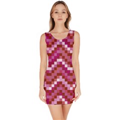 Lesbian Pride Pixellated Zigzag Stripes Bodycon Dress by VernenInk