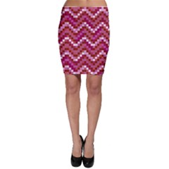 Lesbian Pride Pixellated Zigzag Stripes Bodycon Skirt