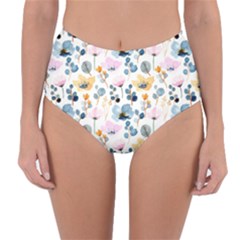 Watercolor Floral Seamless Pattern Reversible High-waist Bikini Bottoms by TastefulDesigns