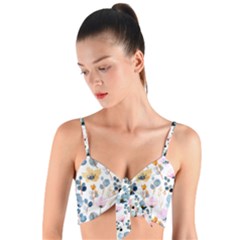 Watercolor Floral Seamless Pattern Woven Tie Front Bralet by TastefulDesigns