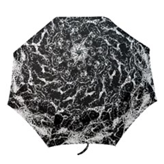 Black And White Abstract Textured Print Folding Umbrellas by dflcprintsclothing
