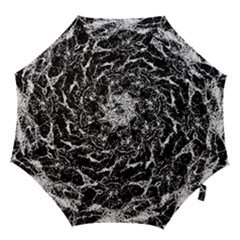 Black And White Abstract Textured Print Hook Handle Umbrellas (small) by dflcprintsclothing