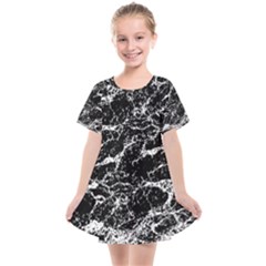 Black And White Abstract Textured Print Kids  Smock Dress by dflcprintsclothing