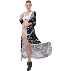 Black And White Abstract Textured Print Maxi Chiffon Beach Wrap by dflcprintsclothing