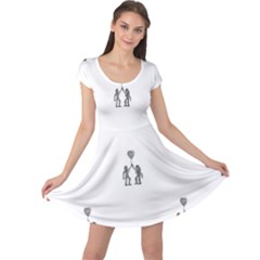 Love Symbol Drawing Cap Sleeve Dress