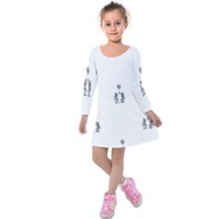 Love Symbol Drawing Kids  Long Sleeve Velvet Dress by dflcprintsclothing